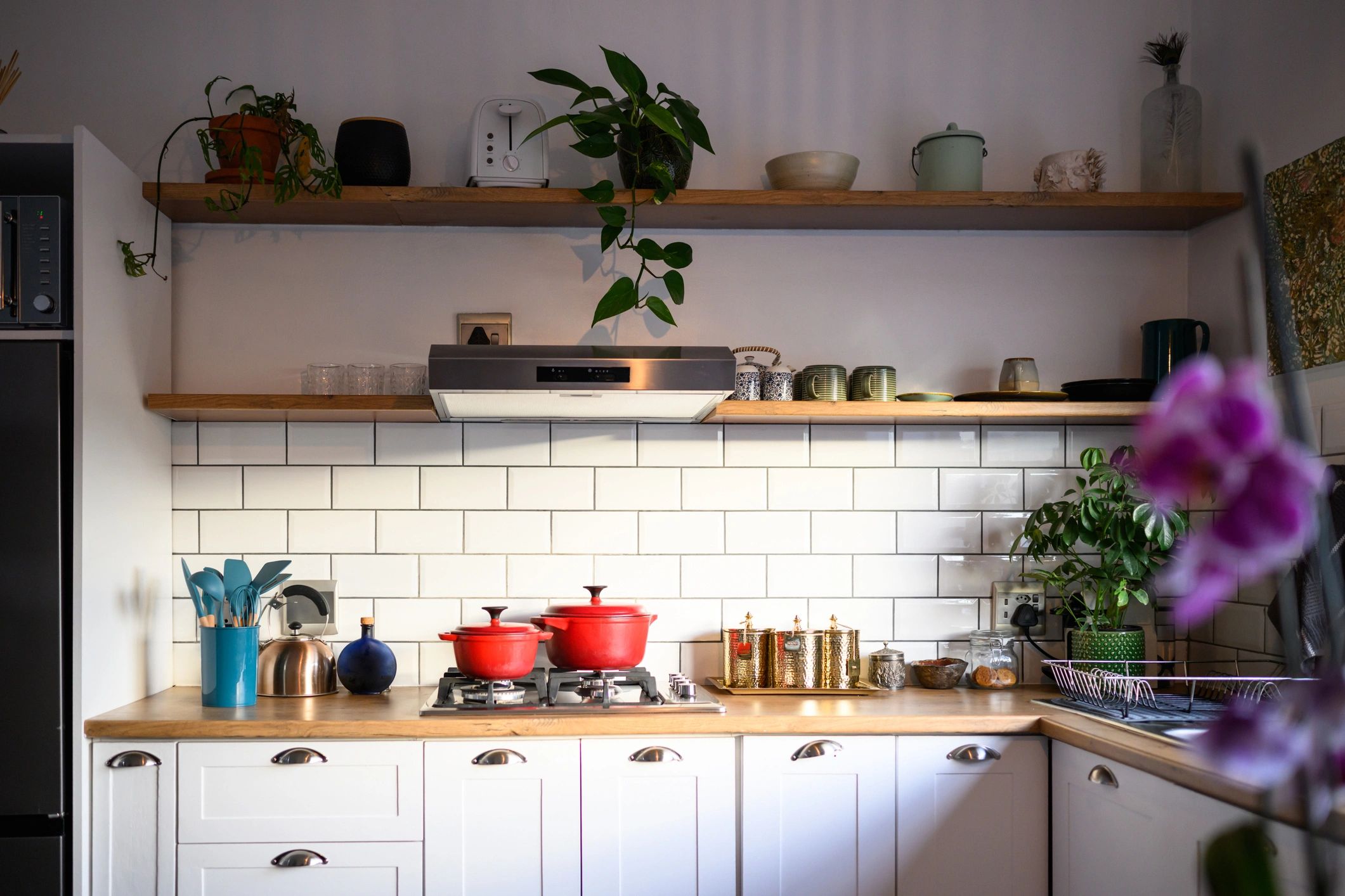 Bright kitchen with freshly refinished cabinets