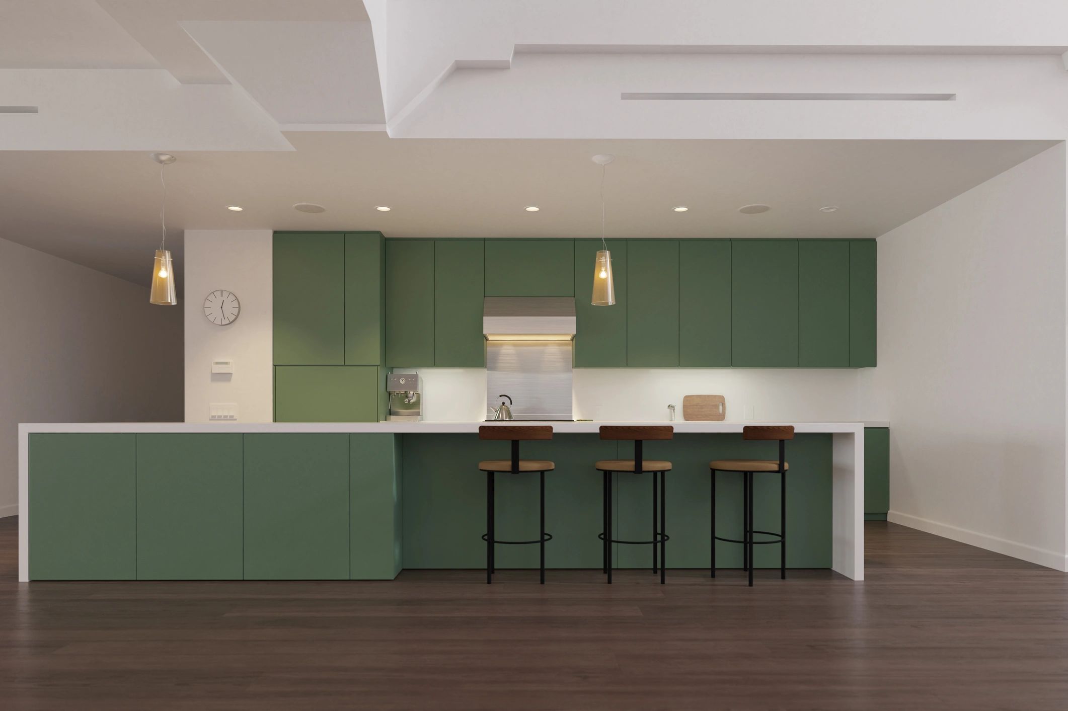Modern kitchen cabinetry in a bold updated color
